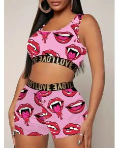 Lips Print Pajamas Set  s,m,l