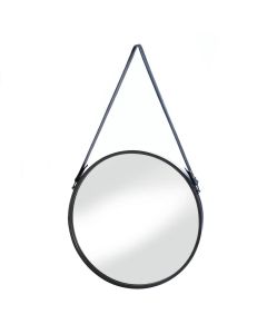 HANGING MIRROR WITH FAUX LEATHER STRAP