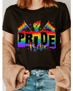 Pride Tribe Print Crew Neck T-shirt, Short size14