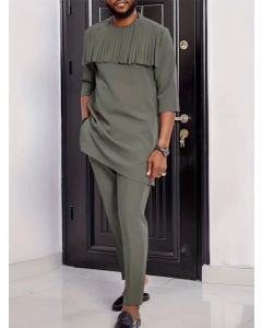 African Muslim Men's Dashiki Suit Shirt & Pants Set size 36 /48