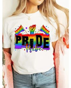Pride Tribe Print Crew Neck T-shirt, Short sizexsXL