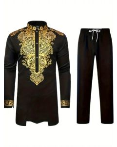  Men's Dashiki Suit Shirt & Pants Set