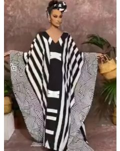 Plus Size Boho Geo Print Bat Sleeve