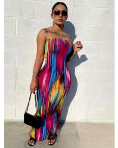 Colorful Printing Tube Dress Size 4  til 14