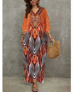  Kaftan Dress V-neck Maxi Length Dress