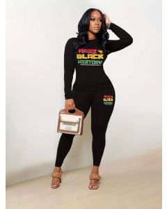 Casual Letter Print Two-piece Set xl 14