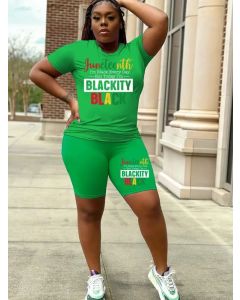 size 12,14,18,22 Juneteenth Print Biker Shorts Set