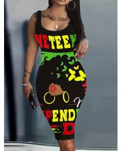 size 14,16,18,20 Juneteenth Print Tank  Slim Dress
