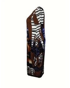 Plus Figure Print Short Sleeve V Neck Slight Stretch SIZE22