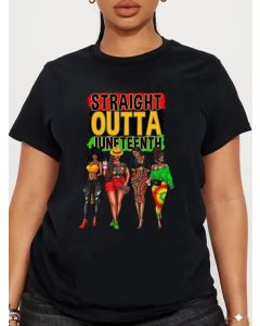 Size  4 thur14Juneteenth Graphic  Print T-shirt, Short Sleeve