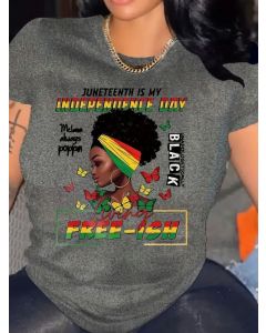 AdultSize 14,12Juneteenth Print Crew Neck T-shirt