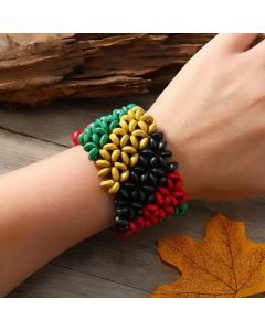 1pc Colorful Wooden Beads Beaded Bangle Bracelet