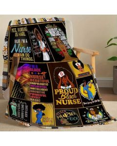 1pc Nurse Print Blanket, Nurse Gift Flannel Blanket